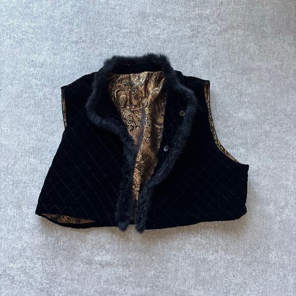 Reversible Silk Fur Cropped Vest - Picture 1 of 7